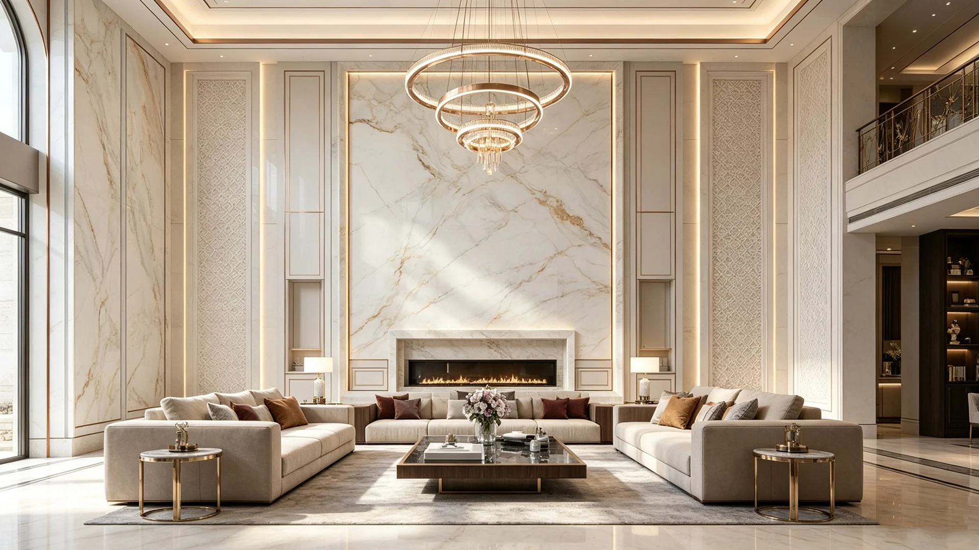 PVC marble wall panels used in a luxury interior