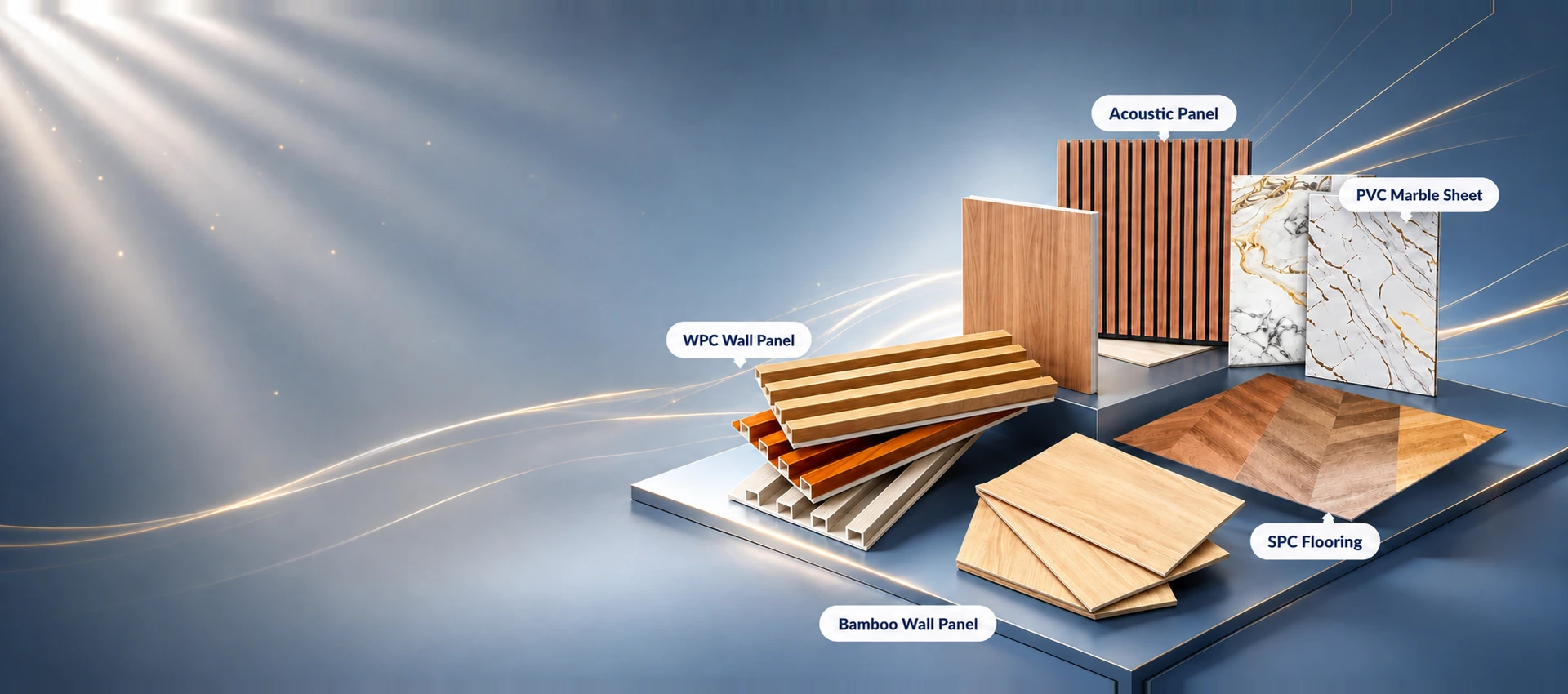PVC WPC bamboo acoustic panel and SPC flooring product solutions