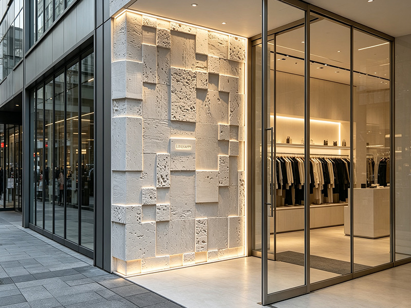 Flexible stone exterior storefront wall decoration