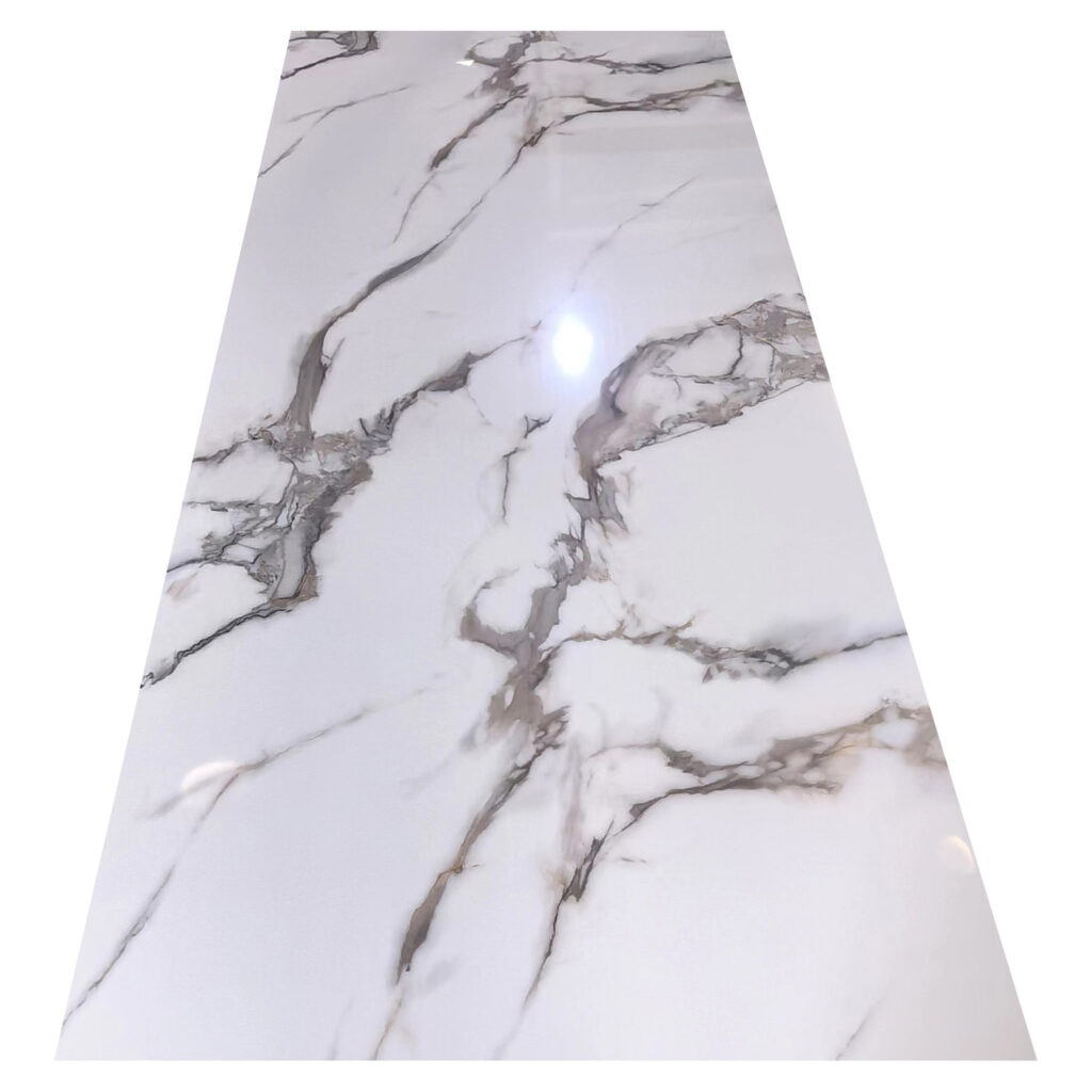 Customized Logo Interior Alternative UV Coating Marble Sheet