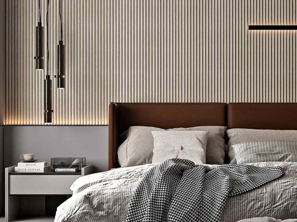 WPC wall panel bedroom interior