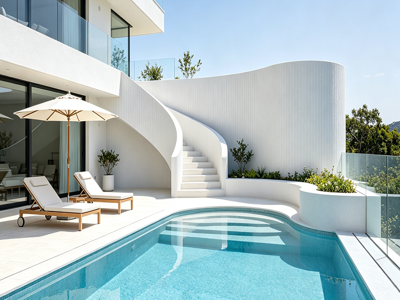 Flexible stone villa exterior wall decoration with swimming pool
