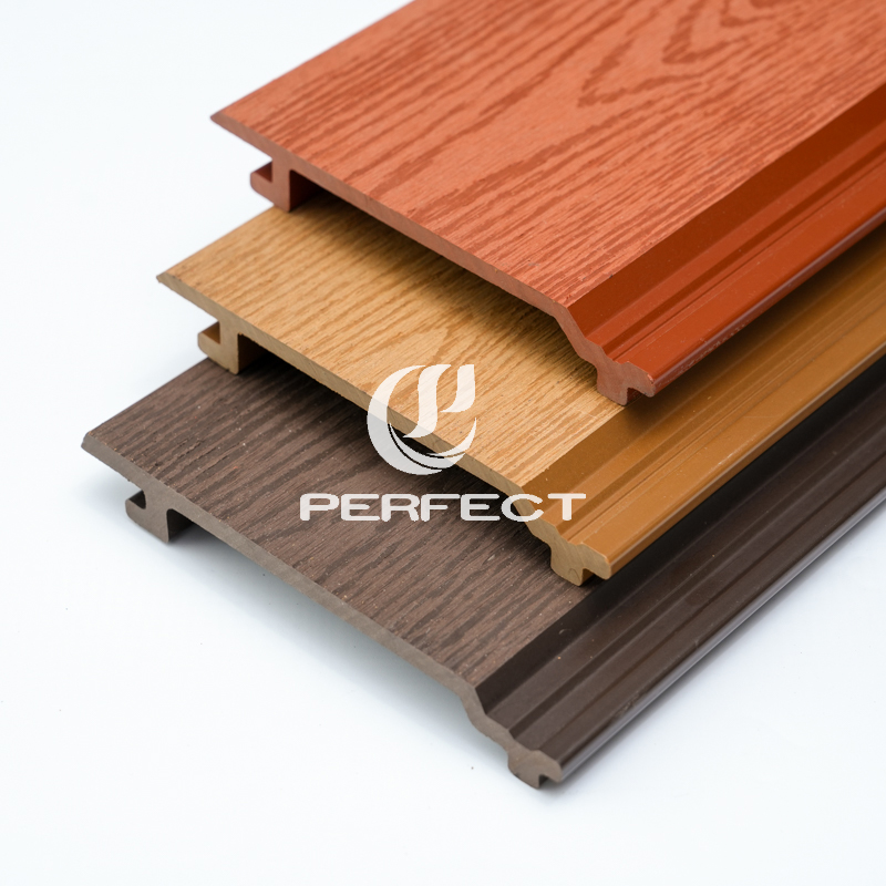 Exterior WPC Cladding Co-extruded Waterproof Interlocking DUAL LOCK Tongue-and-Groove Smooth Wood Grain Surface for Outdoor
