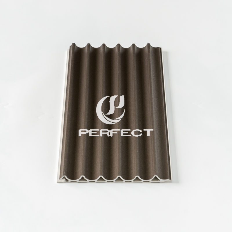 3D Fluted WPC Wall Panel 160*24mm Waterproof Marble Textured Surface Hotel Mall TV Background