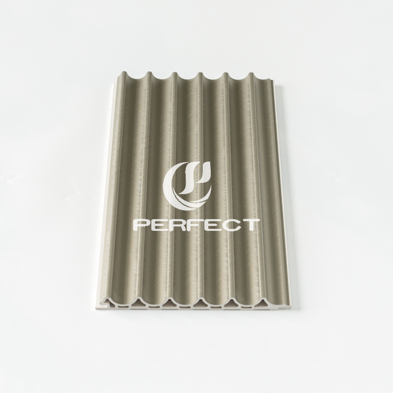 3D Fluted WPC Wall Panel 160*24mm Waterproof Marble Textured Surface Hotel Mall TV Background