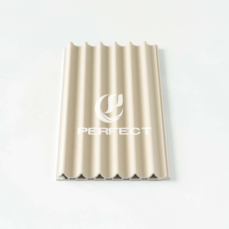 3D Fluted WPC Wall Panel 160*24mm Waterproof Marble Textured Surface Hotel Mall TV Background