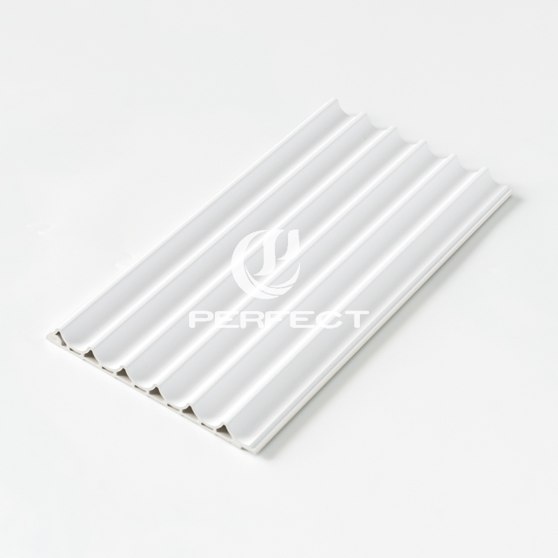 3D Fluted WPC Wall Panel 160*24mm Waterproof Marble Textured Surface Hotel Mall TV Background