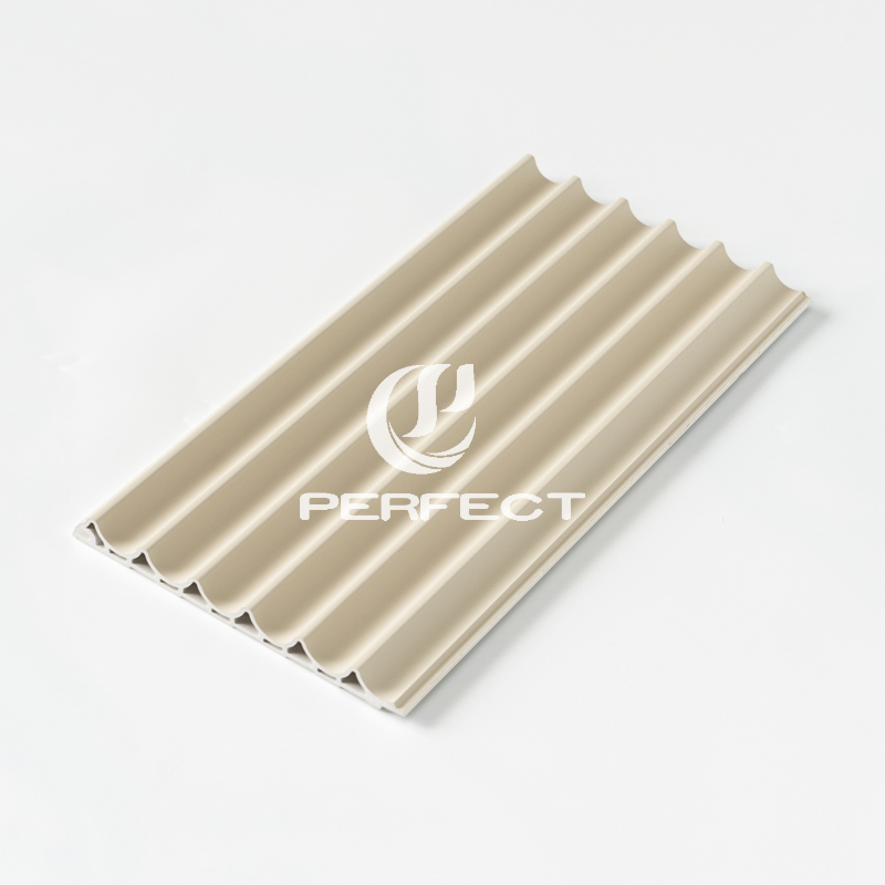 3D Fluted WPC Wall Panel 160*24mm Waterproof Marble Textured Surface Hotel Mall TV Background