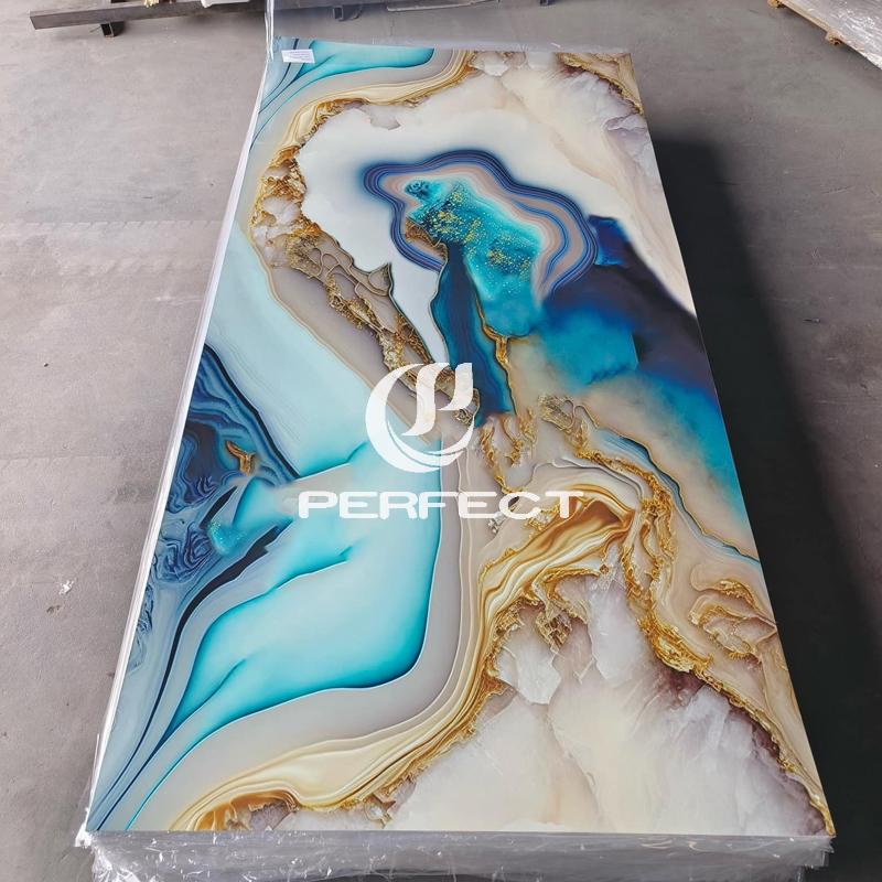 1220*2440/2900mm UV Protective Coating PVCMarble Sheet