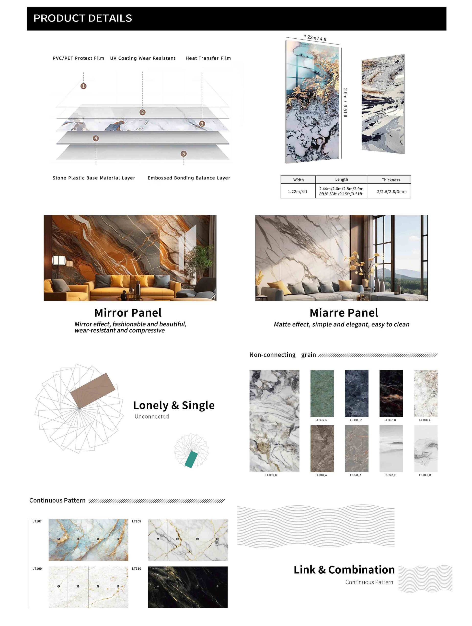 Customized Logo Interior Alternative UV Coating Marble Sheet product detail 2