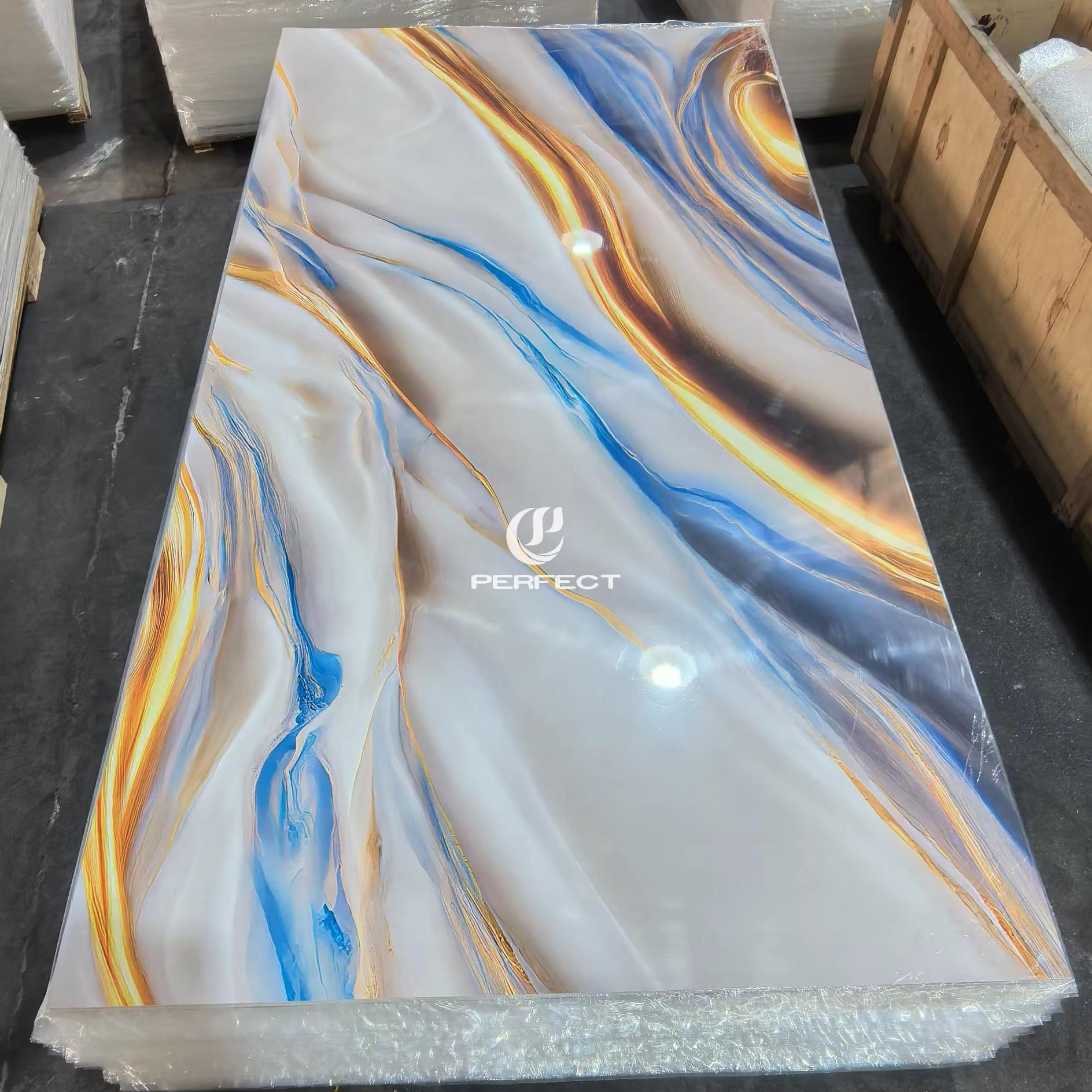 1220*2440/2900mm UV Protective Coating PVCMarble Sheet