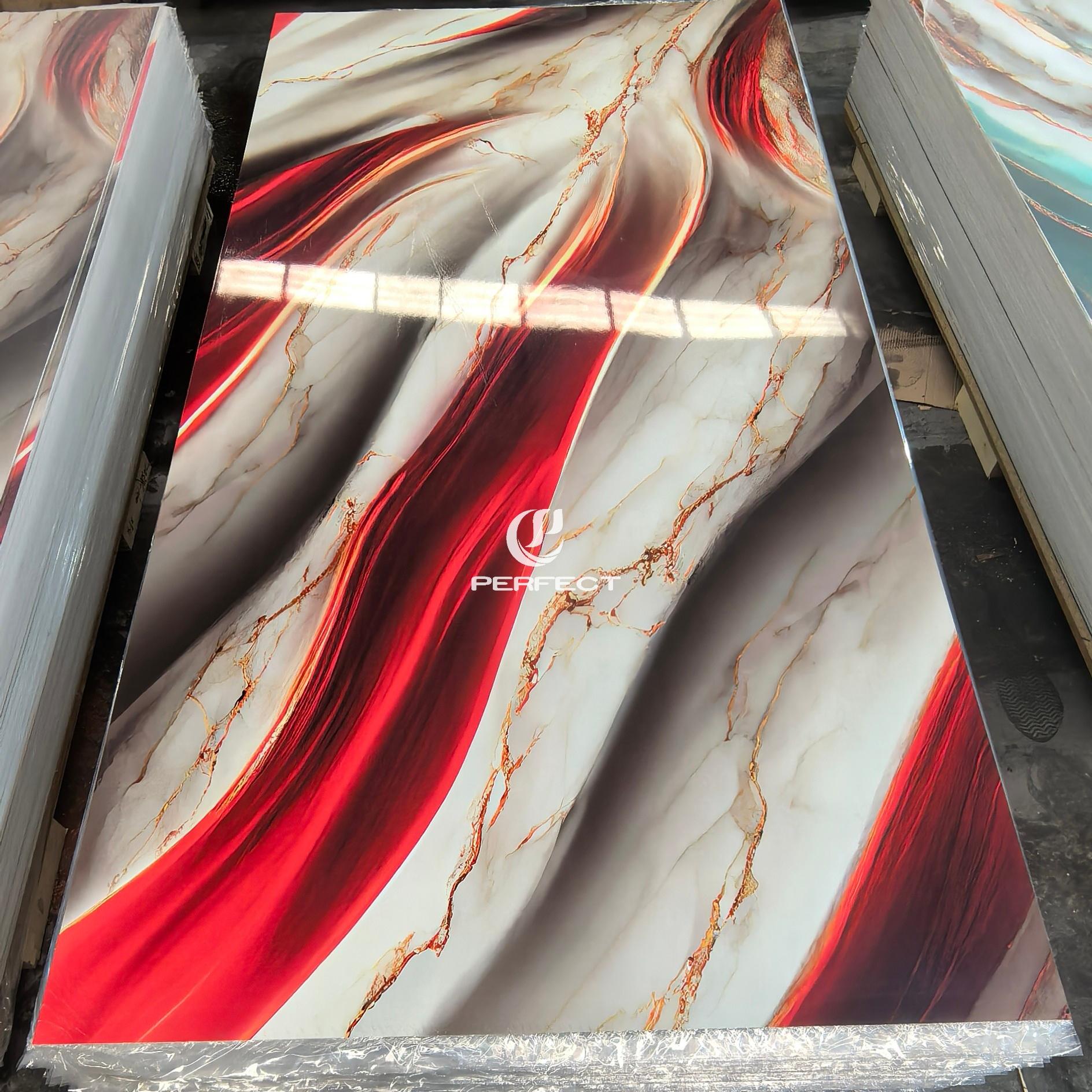 1220*2440/2900mm UV Protective Coating PVCMarble Sheet