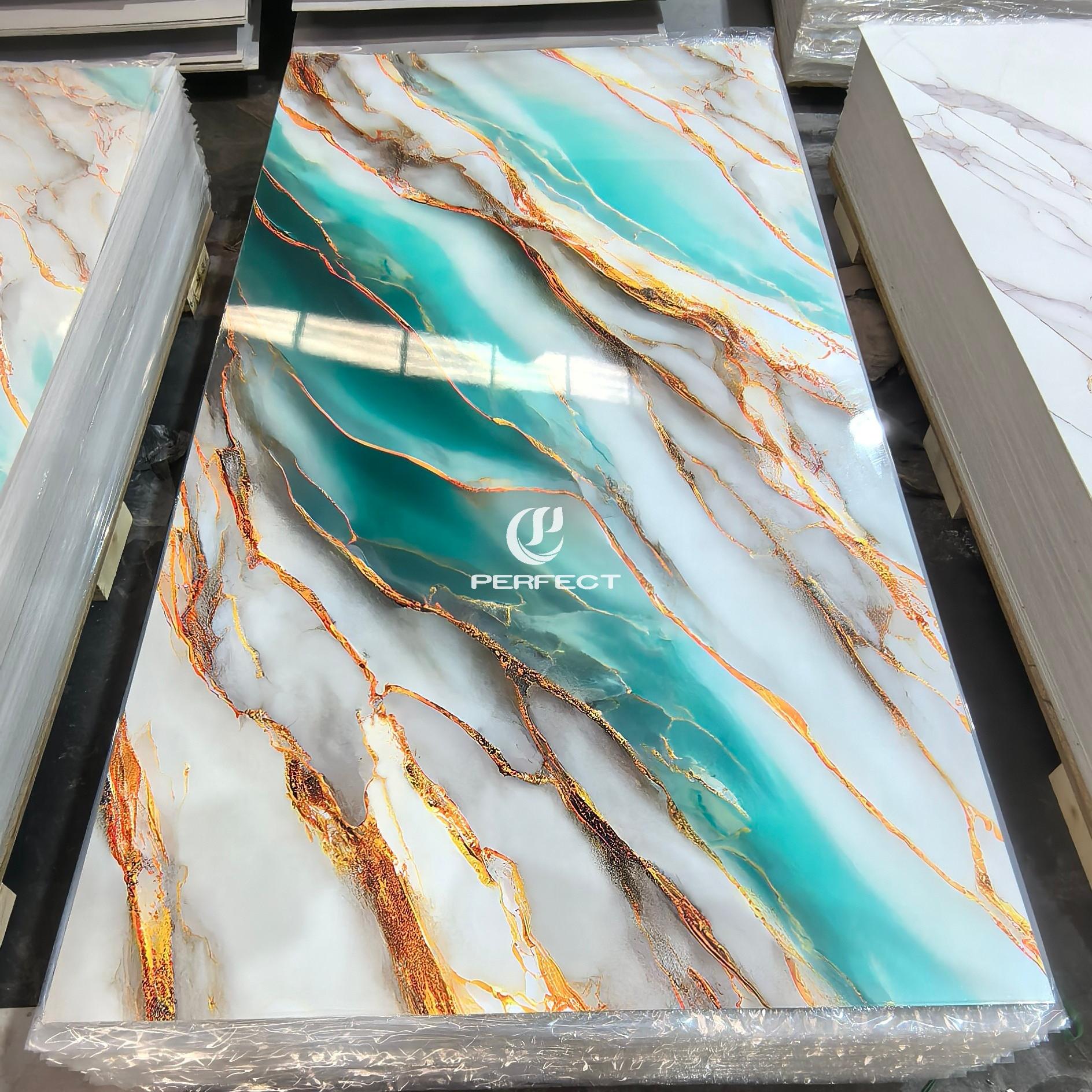 1220*2440/2900mm UV Protective Coating PVCMarble Sheet