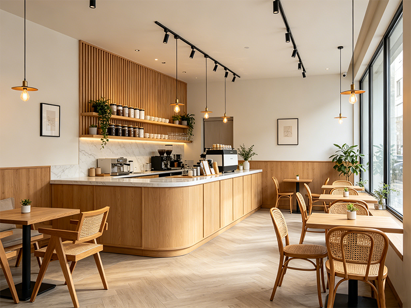 Bamboo wall panel for cafe and restaurant interior decoration, factory bulk supply for commercial catering renovation projects