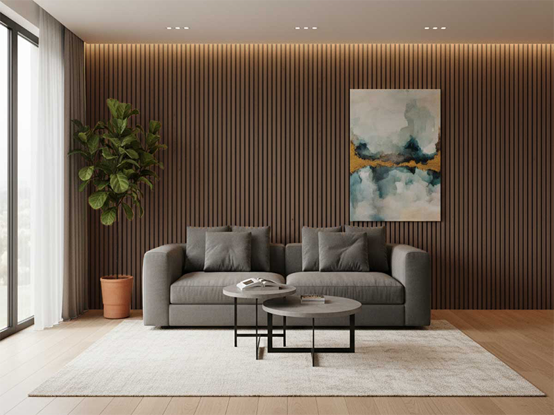 WPC fluted wall panel for living room sofa background wall