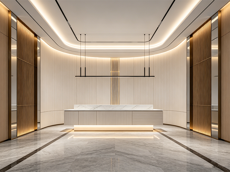 Bamboo wall panel for luxury commercial lobby interior, factory bulk supply for high-end hotel and office project decoration
