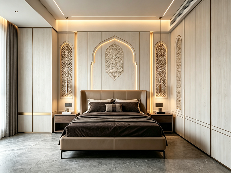 Bamboo wall panel for Arabic style hotel bedroom interior, factory bulk supply for middle east hotel renovation projects