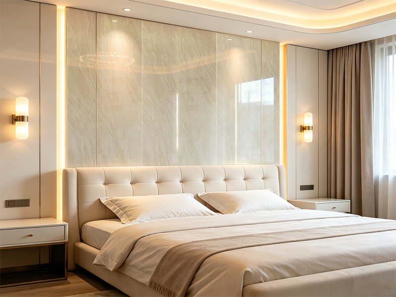 PVC marble sheet light marble texture for hotel bedroom headboard feature wall