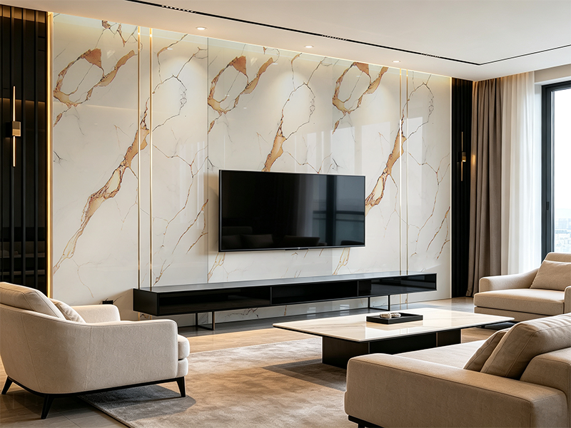 PVC marble sheet gold vein for living room TV background wall interior decor
