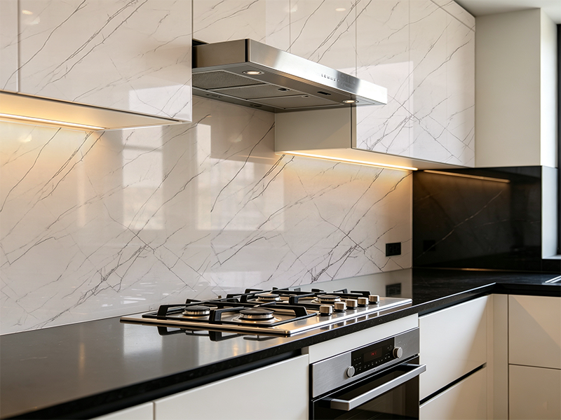 PVC marble sheet Carrara white marble pattern for kitchen backsplash wall panel