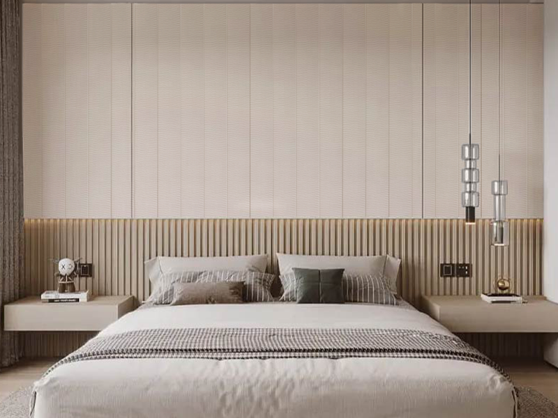 WPC fluted wall panel for bedroom headboard accent wall decoration