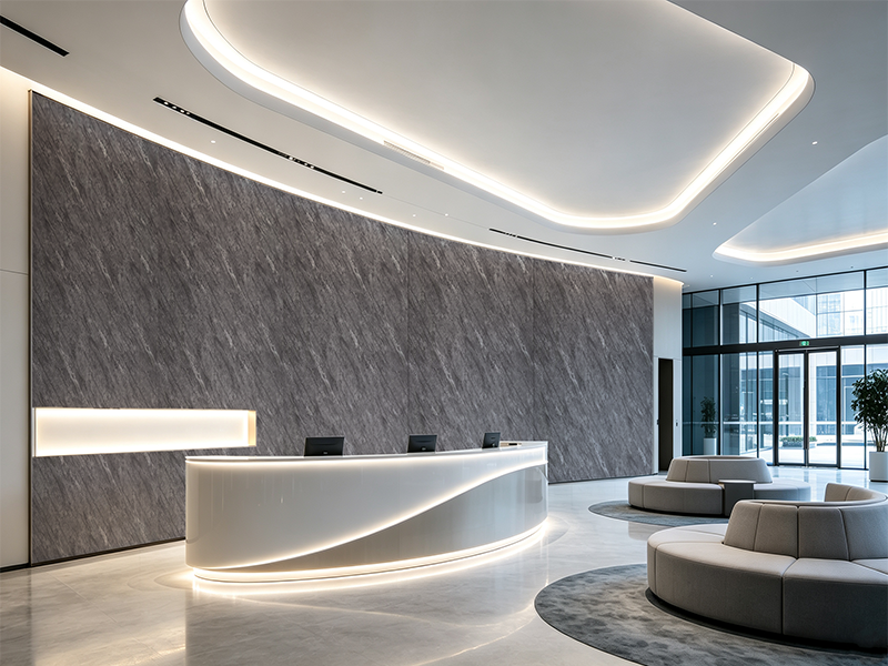 PVC marble sheet dark marble texture for office reception lobby wall cladding