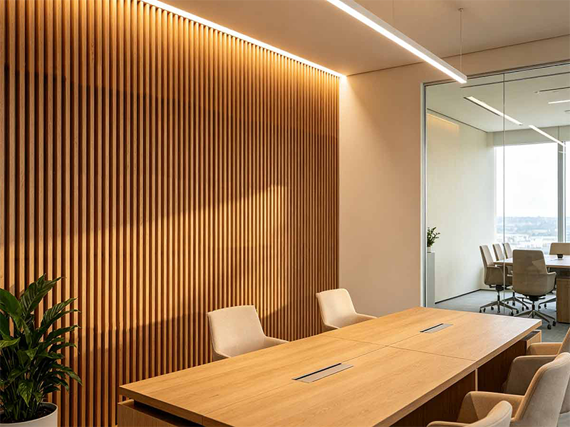 WPC fluted wall panel for office meeting room interior wall cladding
