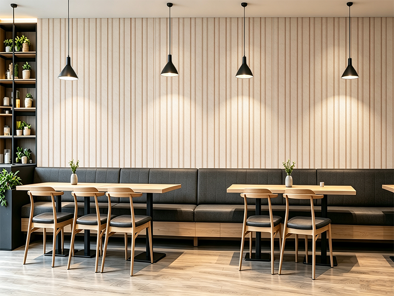 WPC fluted wall panel feature wall for restaurant dining area
