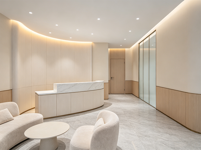 Bamboo wall panel for office reception lobby decoration, factory supply for commercial interior renovation projects