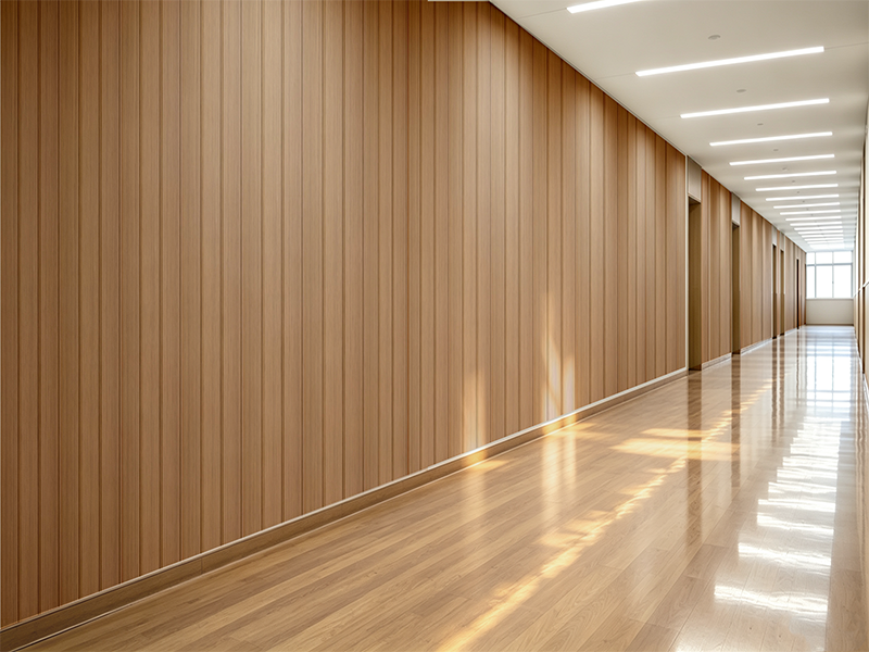 WPC fluted wall panel for office corridor interior project