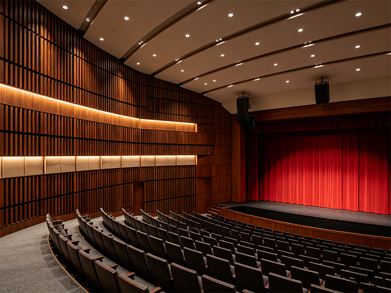 Acoustic wood veneer wall panel for conference theater hall interior decoration