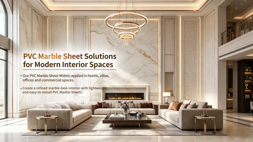 PVC marble sheet for villa living room interior decoration
