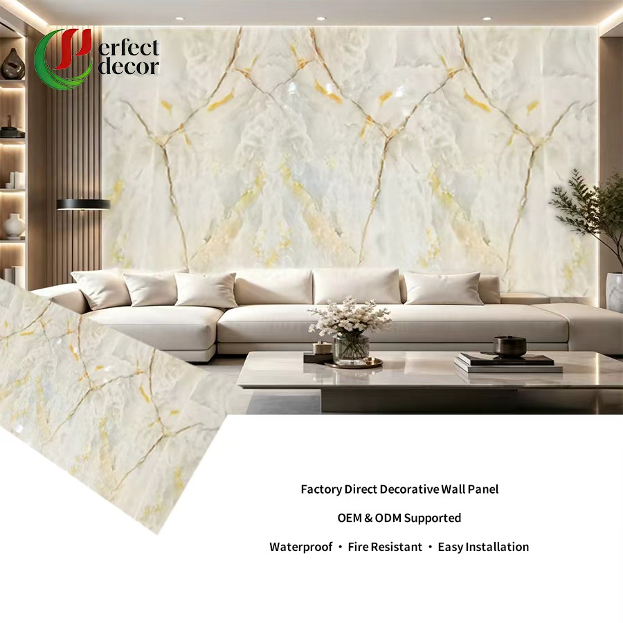 Natural Stone Effect PVC Marble Sheet | Luxury Stone-Look Wall Panel for Interior Decoration