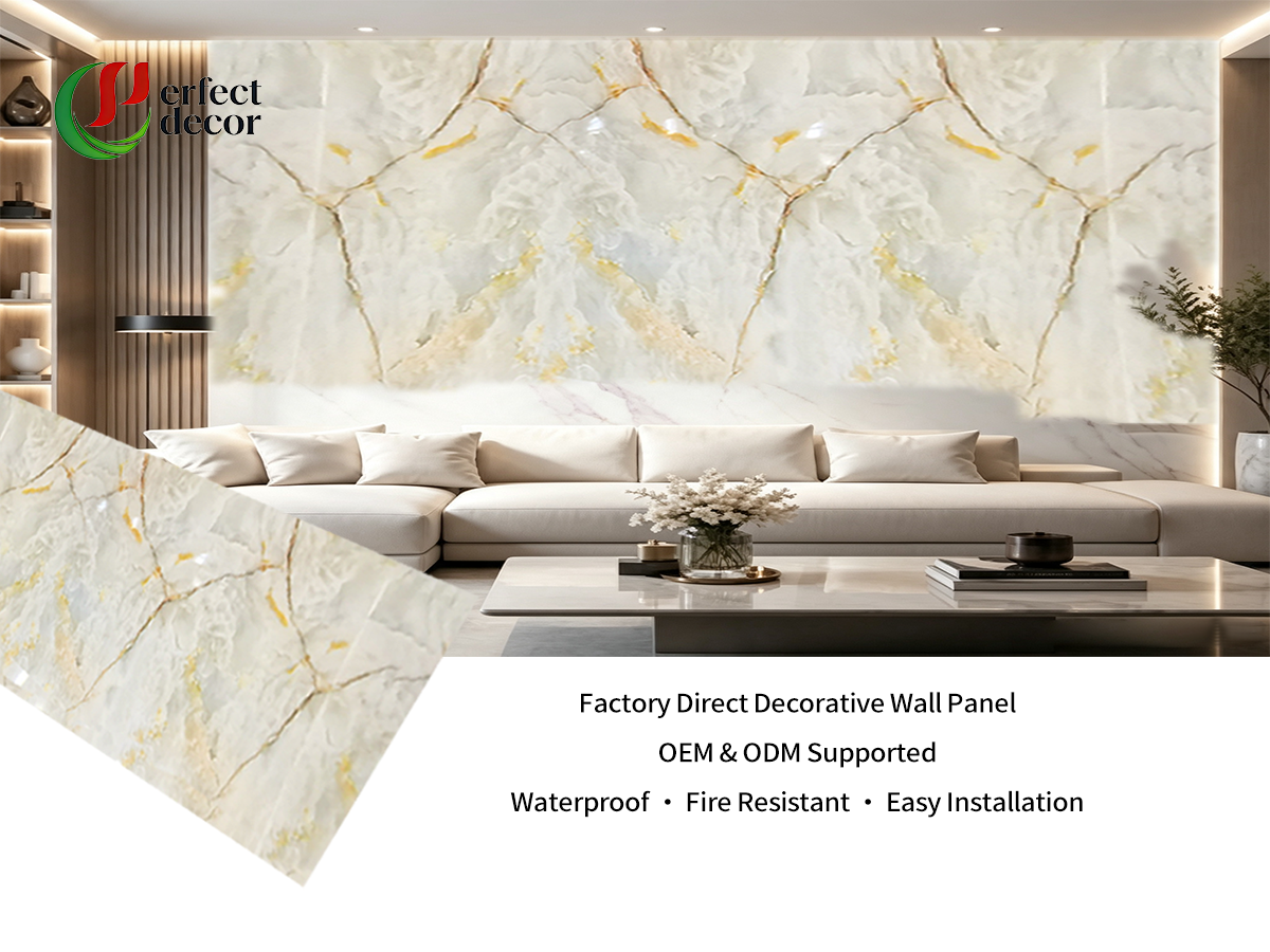 Natural Stone Effect PVC Marble Sheet | Luxury Stone-Look Wall Panel for Interior Decoration