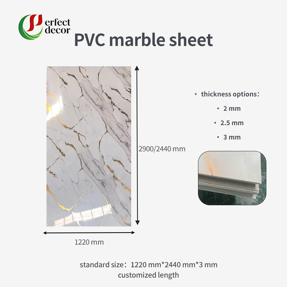 White Vein PVC Marble Sheet | Luxury Marble-Look Wall Sheet for Interior Decoration