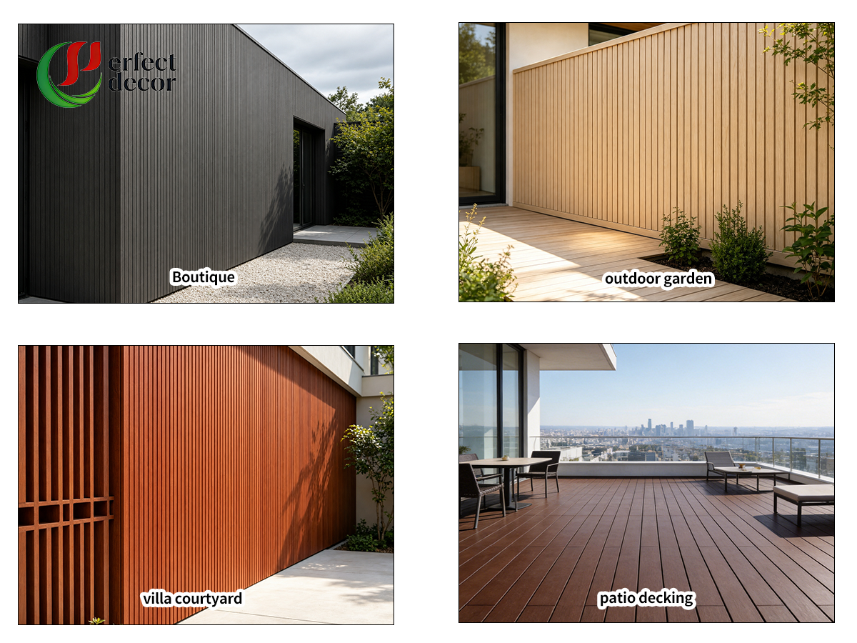 Wood Look Outdoor WPC Wall Cladding for Villas, Hotels & Commercial Buildings