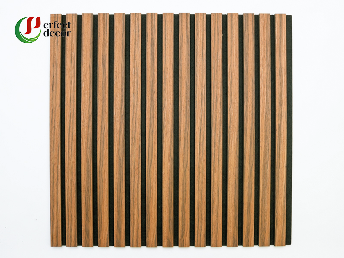 Wood slat acoustic panel, vertical groove sound absorbing wall panel wood grain interior decoration