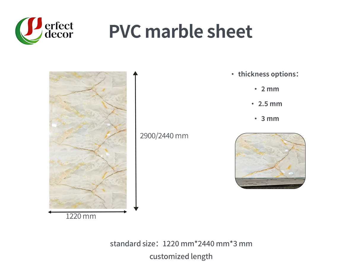 White Vein PVC Marble Sheet for interior wall decoration