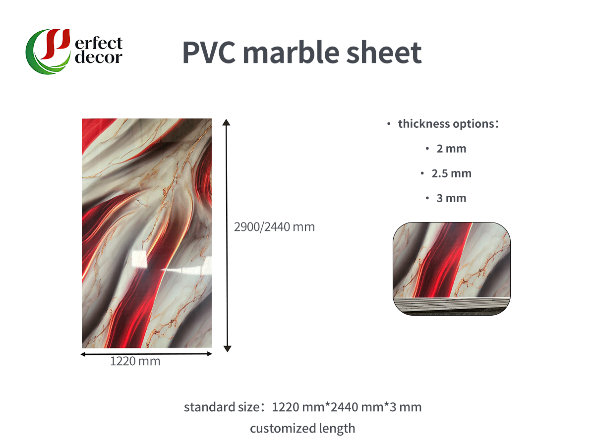 Red Vein PVC marble sheet size specification