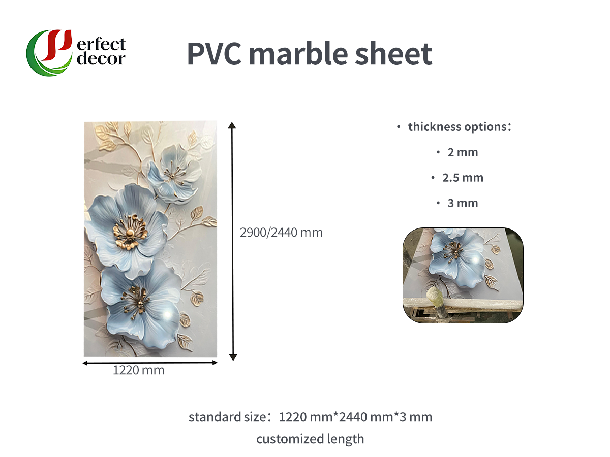 ****Natural stone effect PVC marble sheet wall panel