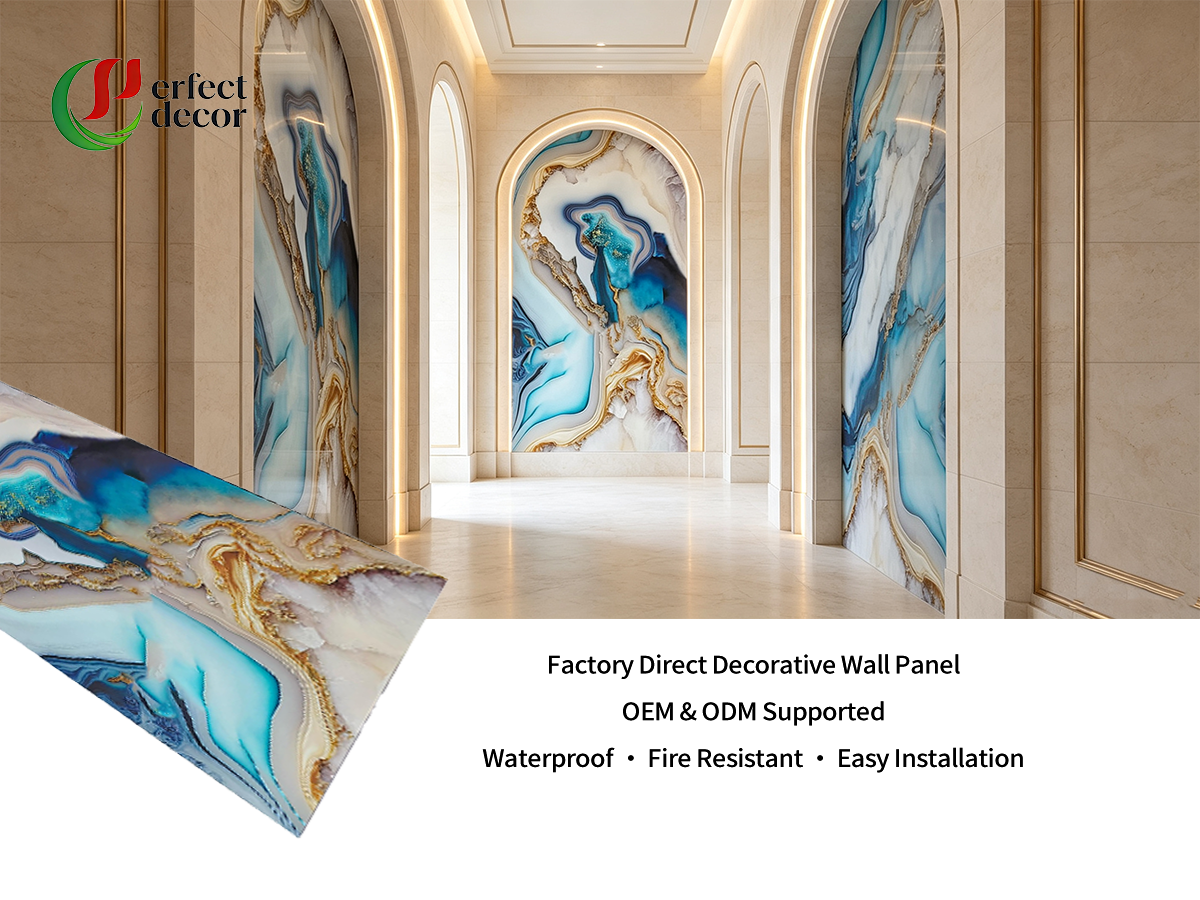 Colorful PVC marble sheet for luxury interior wall decor