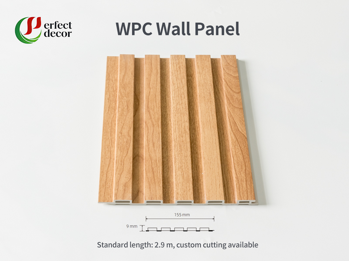 WPC fluted wall panel wood grain sample