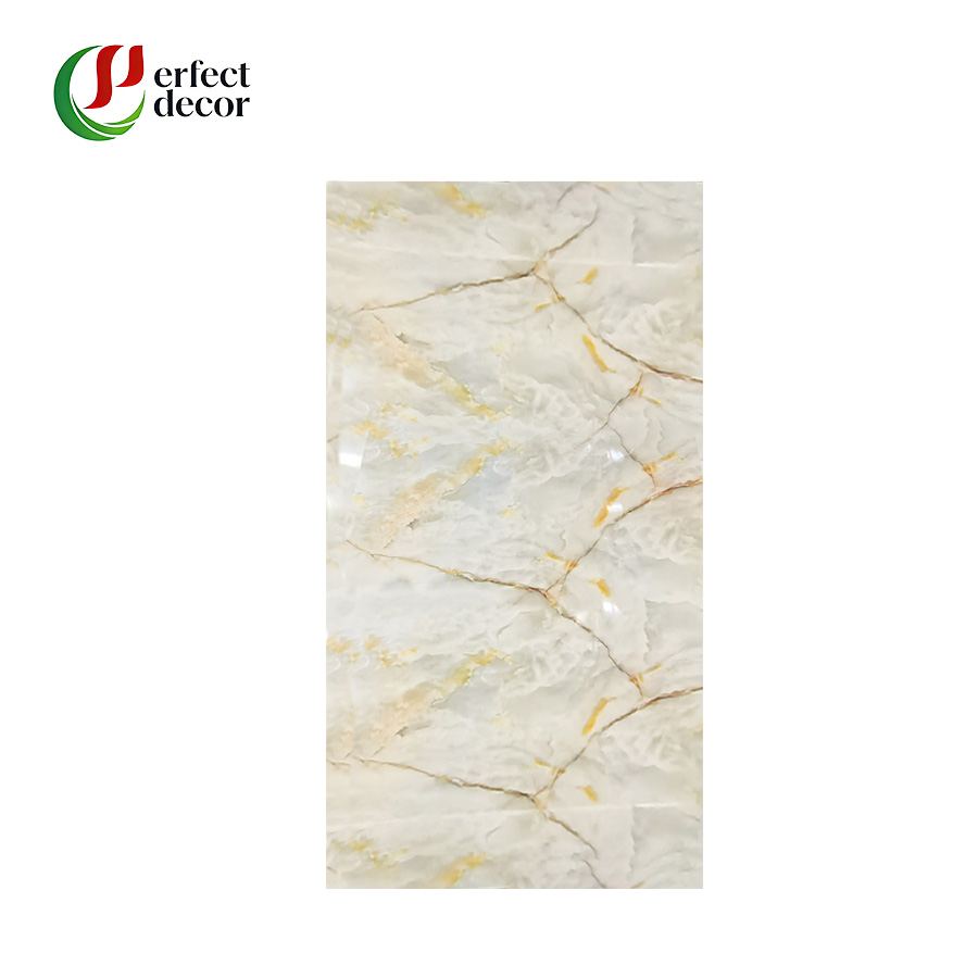 `Champagne jade onyx effect pvc uv marble sheet, high gloss wall panel for hotel villa interior decoration`