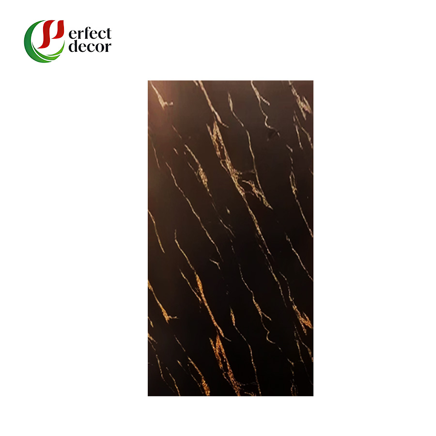 Luxury Black Gold Marble Pattern PVC Wall Sheet For Hotel & KTV Project