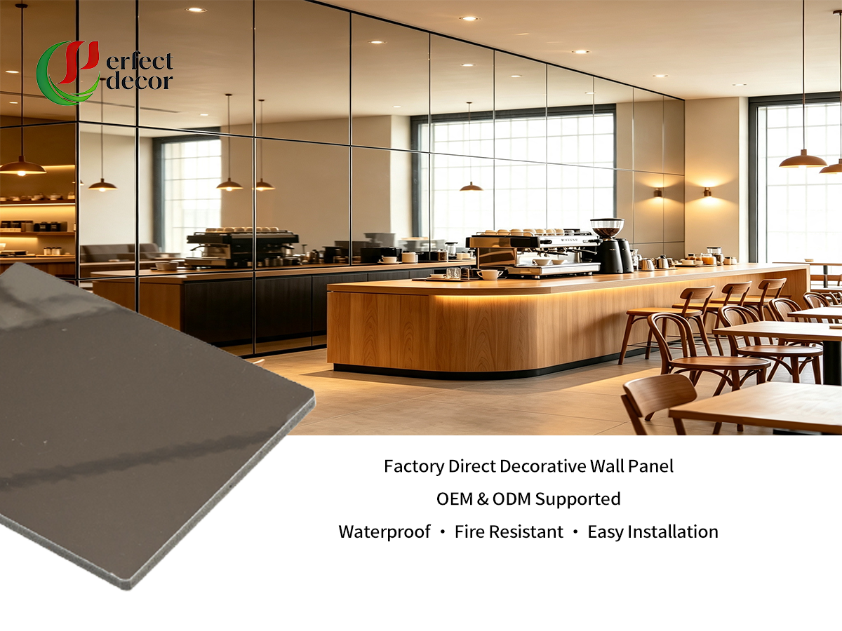 Mirror Finish Bamboo Charcoal Wall Panel, glossy reflective interior decorative wall cladding