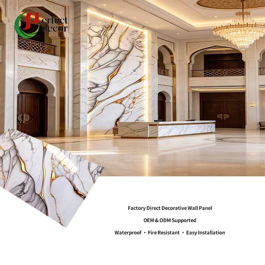 White Vein PVC Marble Sheet | Luxury Marble-Look Wall Sheet for Interior Decoration