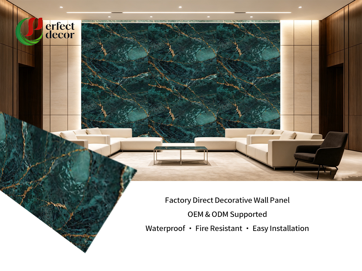 1220x2440mm PVC UV High Gloss Marble Sheet Interior Wall Panel