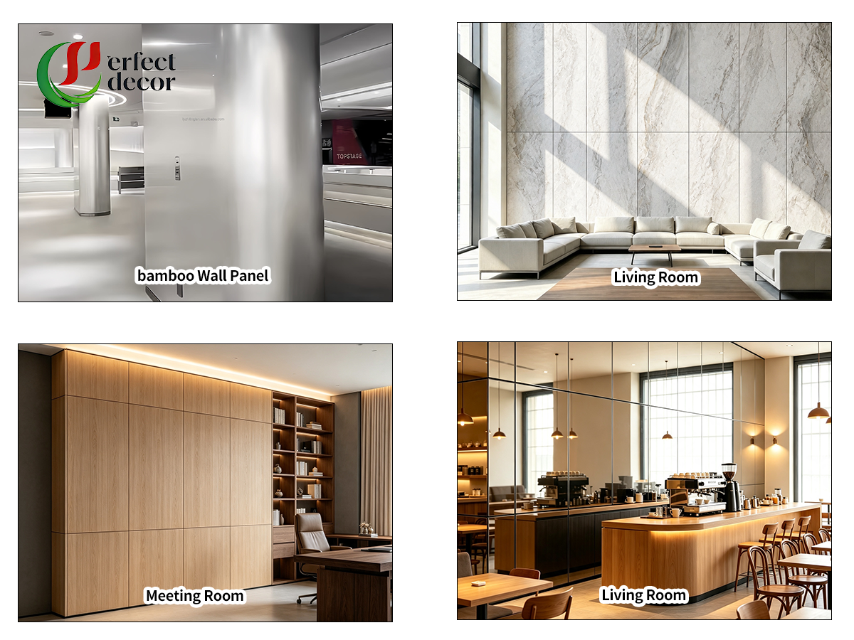 Bamboo charcoal wall panel interior project renderings, modern hotel office wall decoration effect