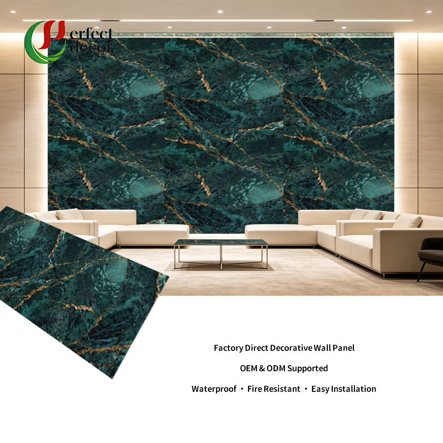1220x2440mm PVC UV High Gloss Marble Sheet Interior Wall Panel