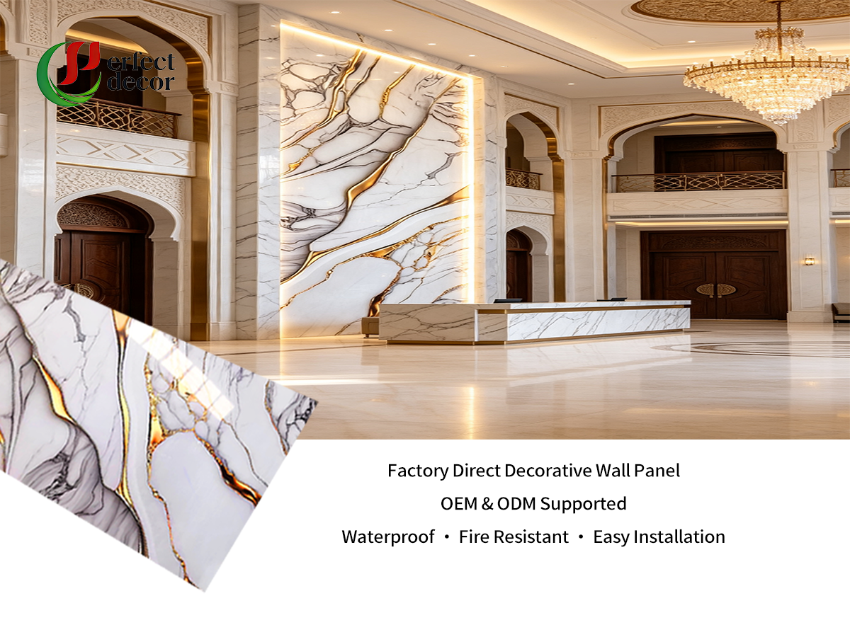 White Vein PVC Marble Sheet | Luxury Marble-Look Wall Sheet for Interior Decoration